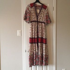 Vici Boho maxi with button front and tie